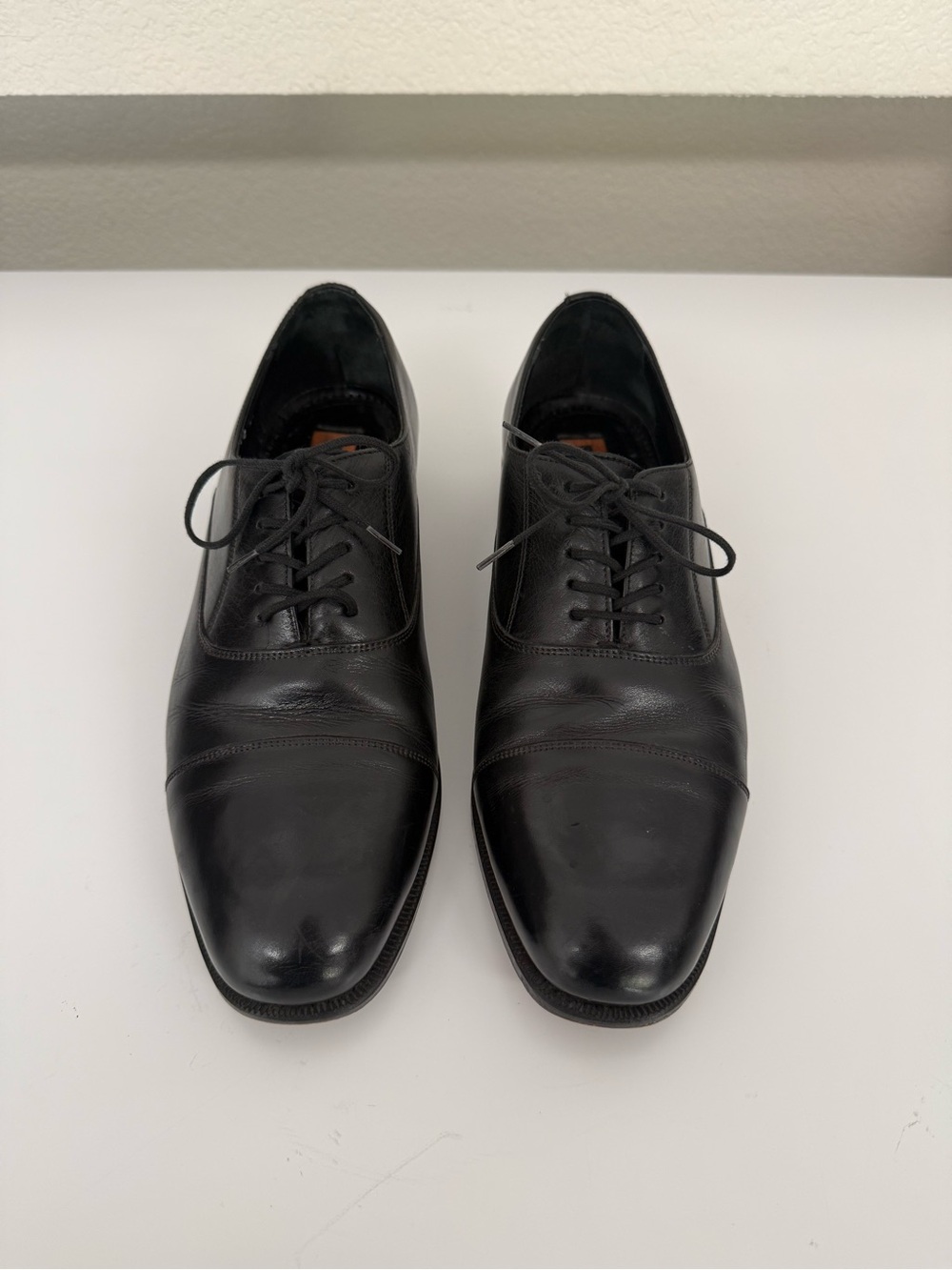 Florsheim Black Leather Cap-Toe Derby Shoes